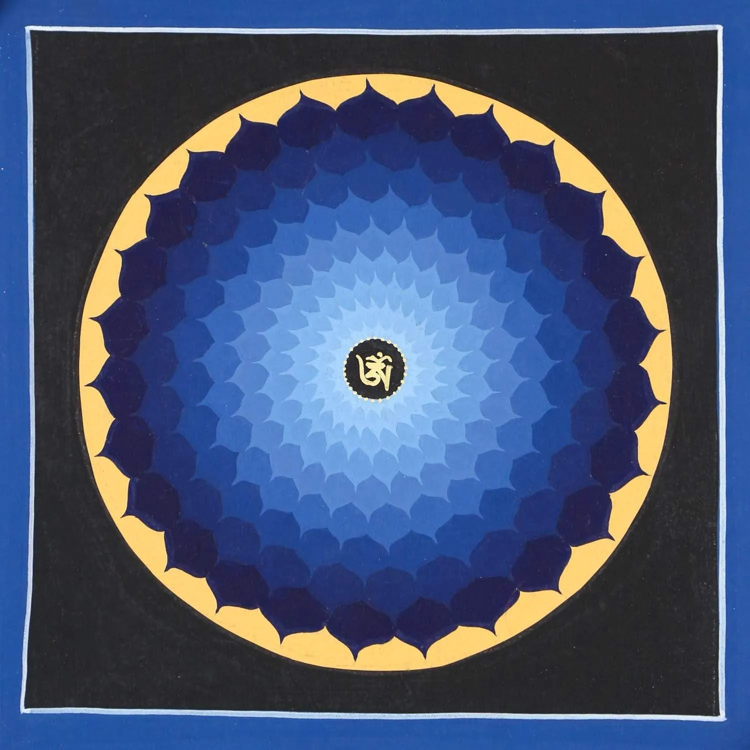 Blue Om Lotus Thangka