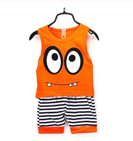 Boys And Girls Big Eyes Tank Top Shorts 2 Pcs Set