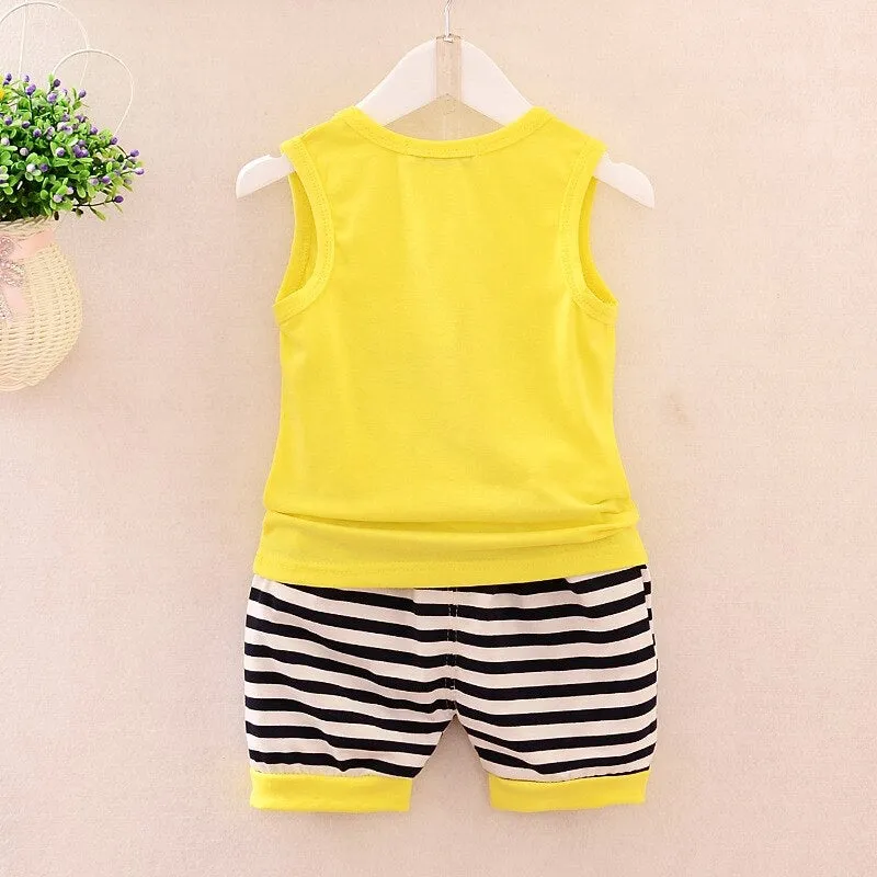 Boys And Girls Big Eyes Tank Top Shorts 2 Pcs Set