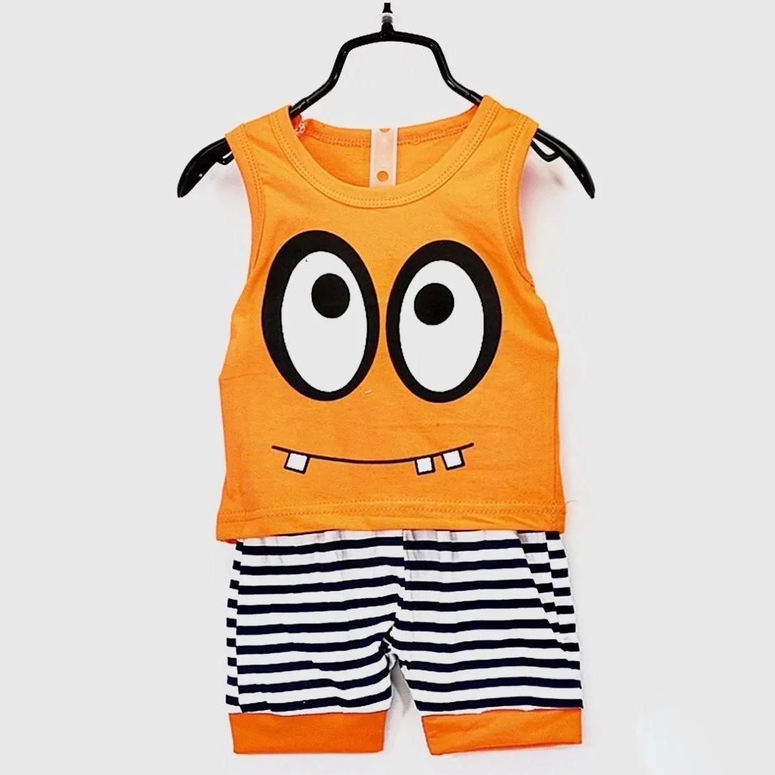 Boys And Girls Big Eyes Tank Top Shorts 2 Pcs Set