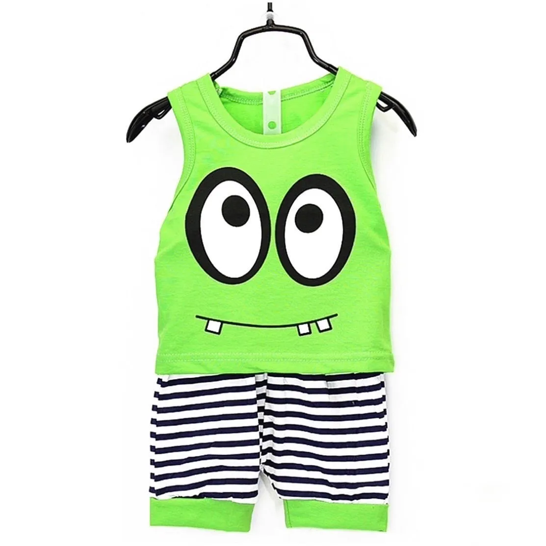 Boys And Girls Big Eyes Tank Top Shorts 2 Pcs Set