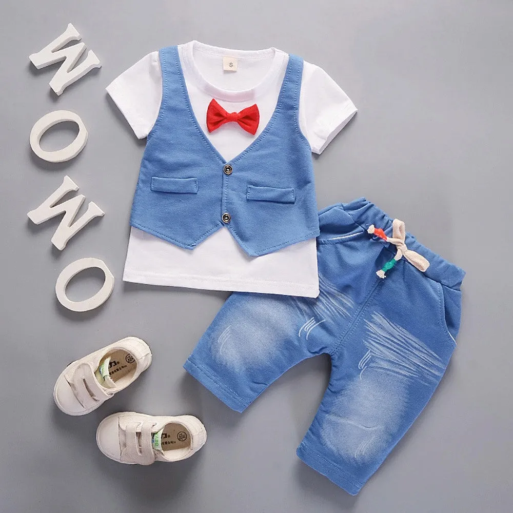 Boys Gentleman Soft Denim 2 Pcs Set