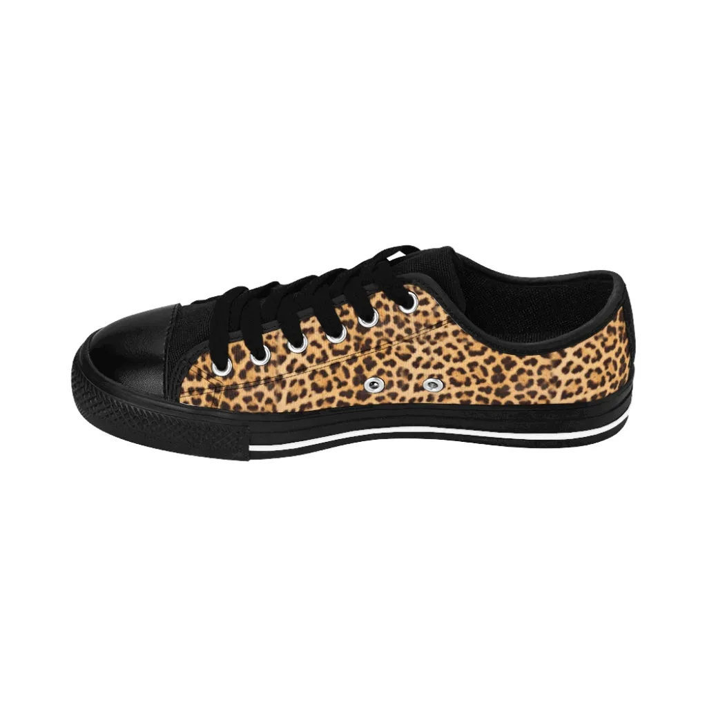 Brown Leopard Print Men's Sneakers, Designer Leopard Animal Print Best Low Top Shoes For Men (US Size: 7-14)