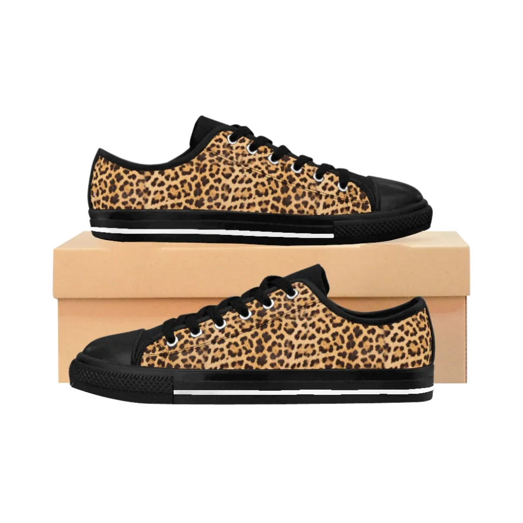 Brown Leopard Print Men's Sneakers, Designer Leopard Animal Print Best Low Top Shoes For Men (US Size: 7-14)