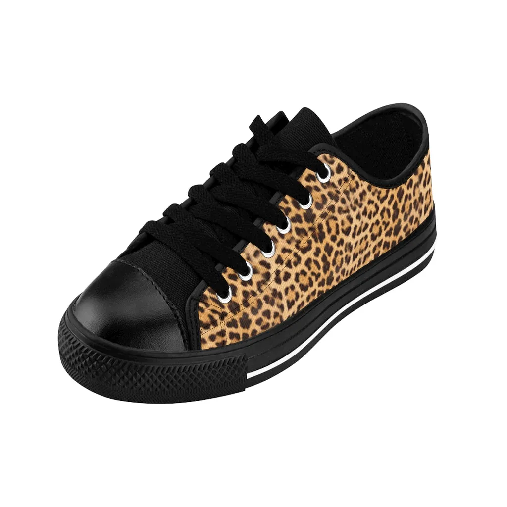 Brown Leopard Print Men's Sneakers, Designer Leopard Animal Print Best Low Top Shoes For Men (US Size: 7-14)