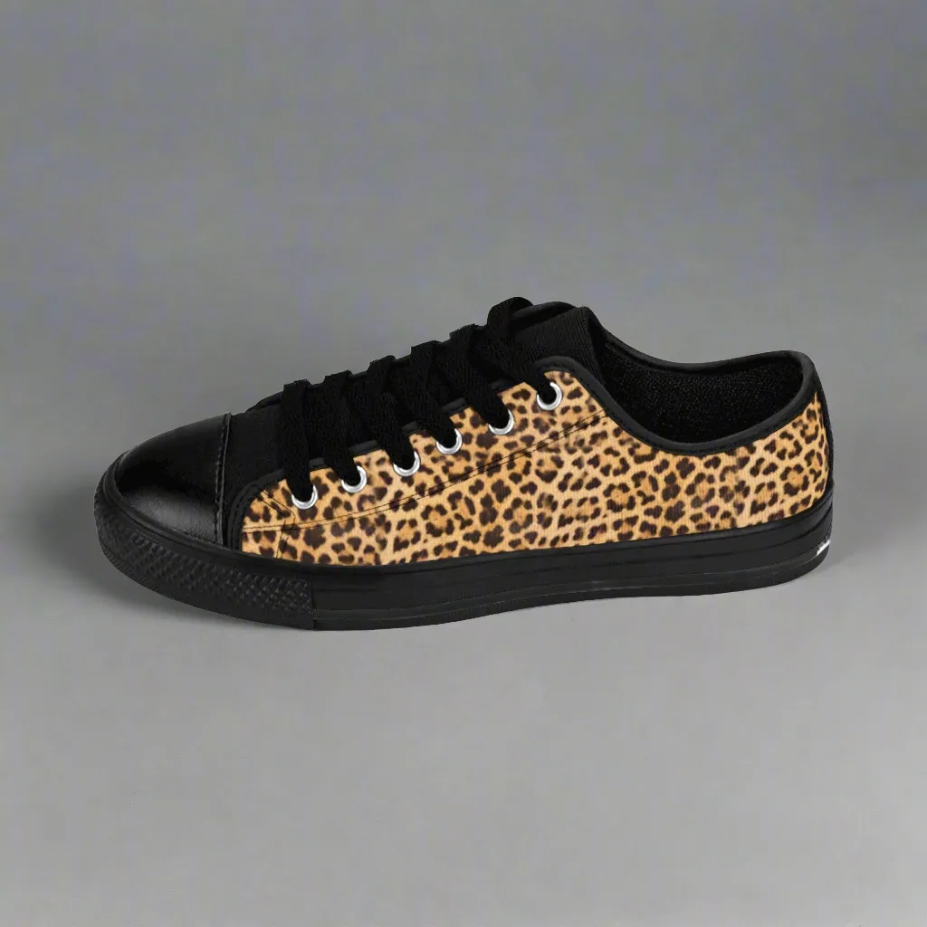 Brown Leopard Print Men's Sneakers, Designer Leopard Animal Print Best Low Top Shoes For Men (US Size: 7-14)