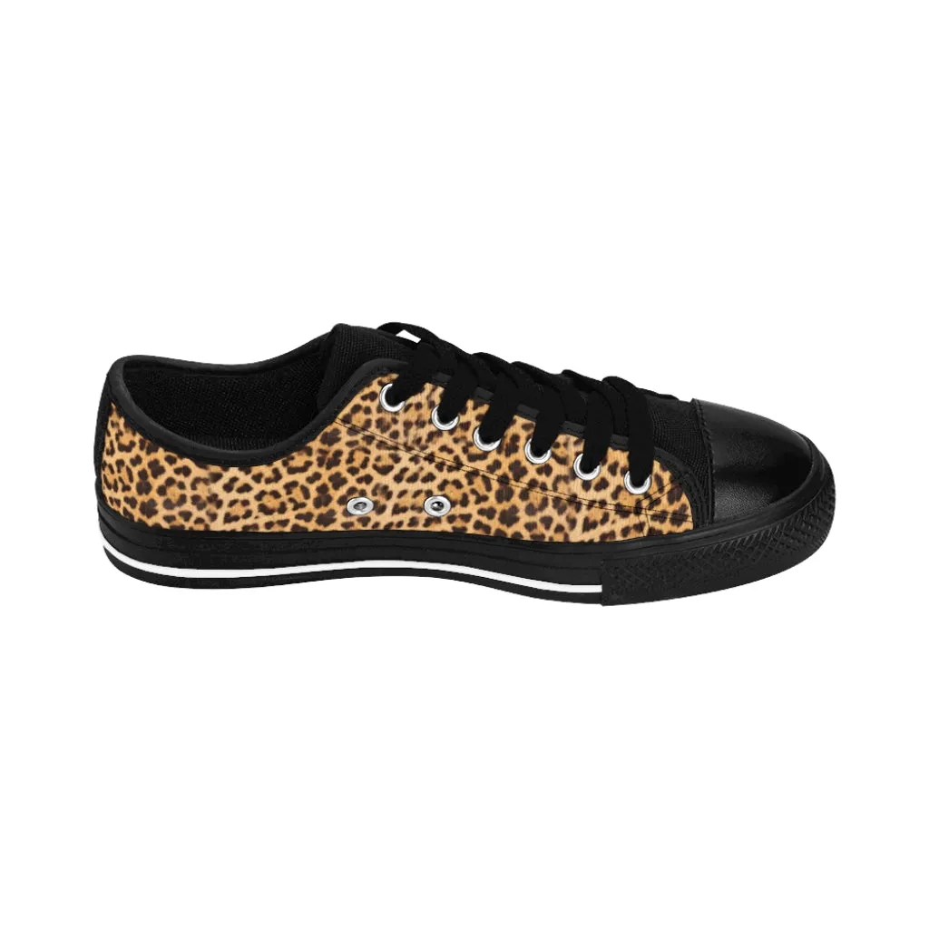 Brown Leopard Print Men's Sneakers, Designer Leopard Animal Print Best Low Top Shoes For Men (US Size: 7-14)