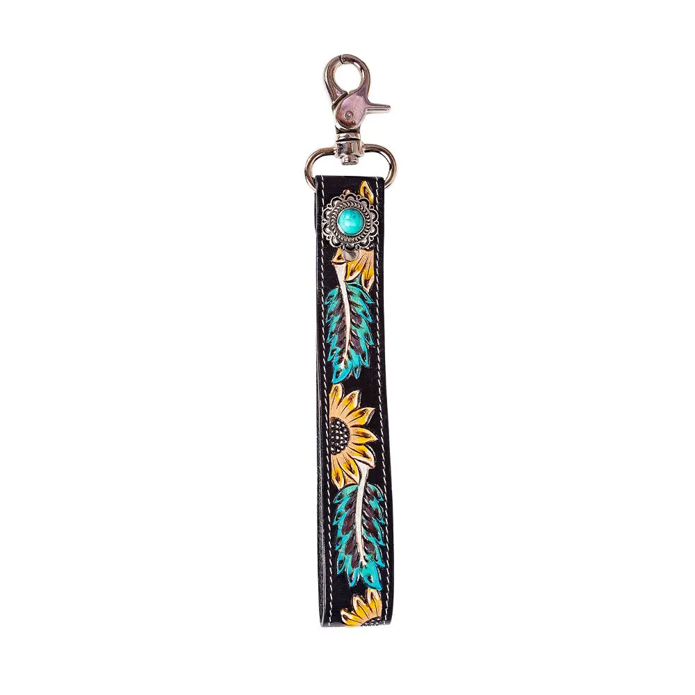 Cheyenne Bloom Hand Tooled Key Fob