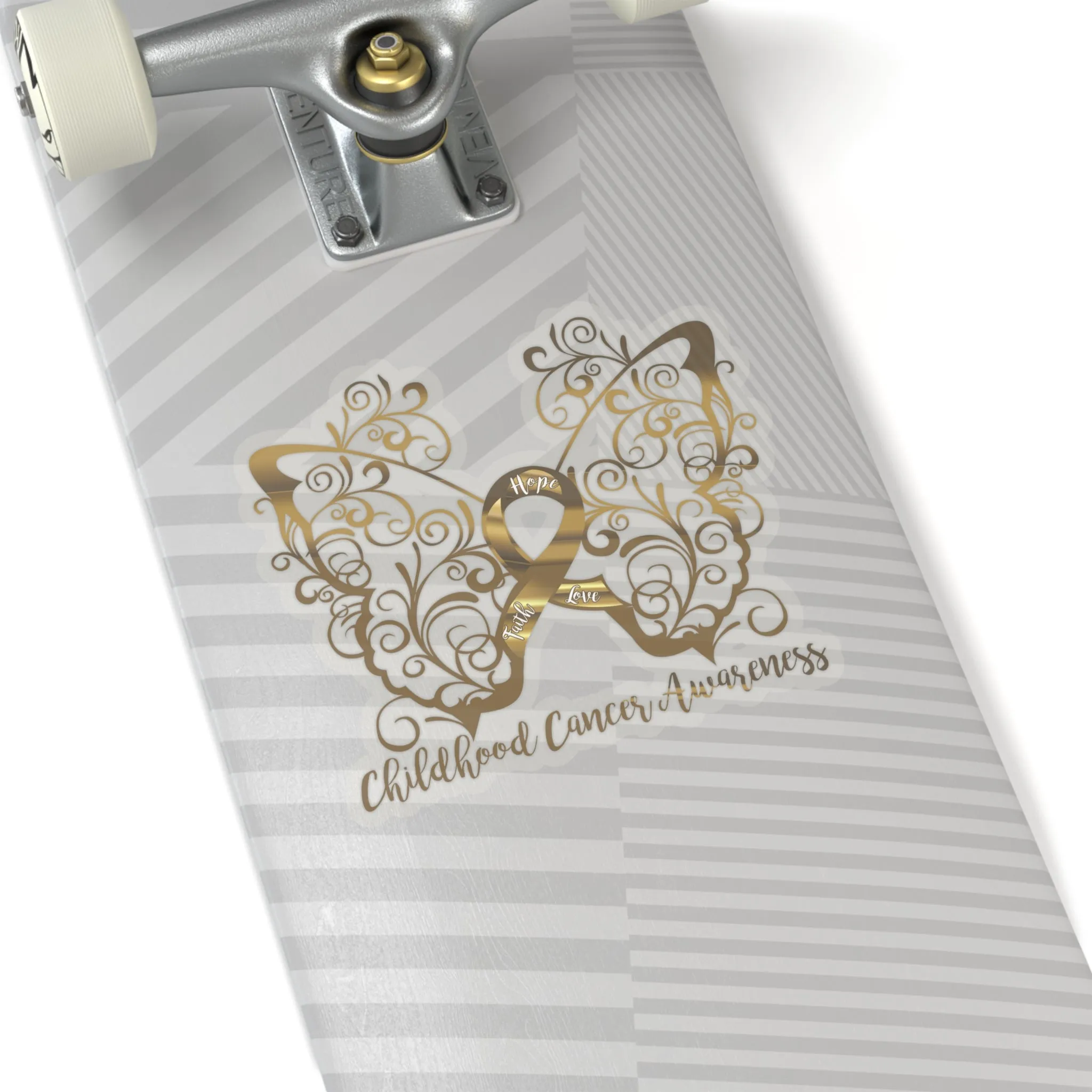 Childhood Cancer Awareness Filigree Butterfly Car Sticker (6 x 6)