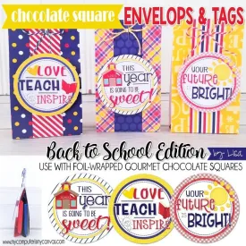 Chocolate Squares Envelops & Tags {BACK TO SCHOOL} PRINTABLE