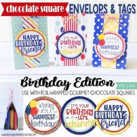 Chocolate Squares Envelops & Tags {BIRTHDAY} PRINTABLE