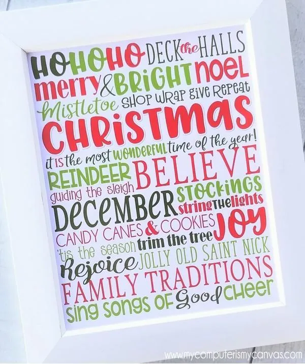 Christmas {December} SUBWAY ART PRINTABLE