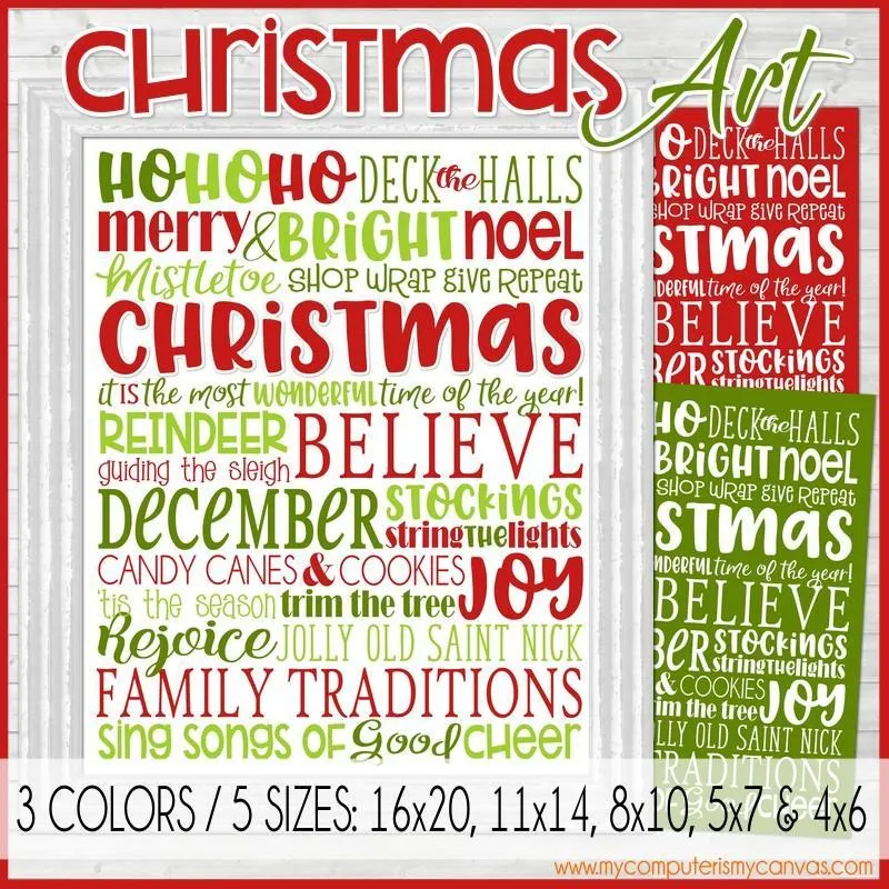 Christmas {December} SUBWAY ART PRINTABLE