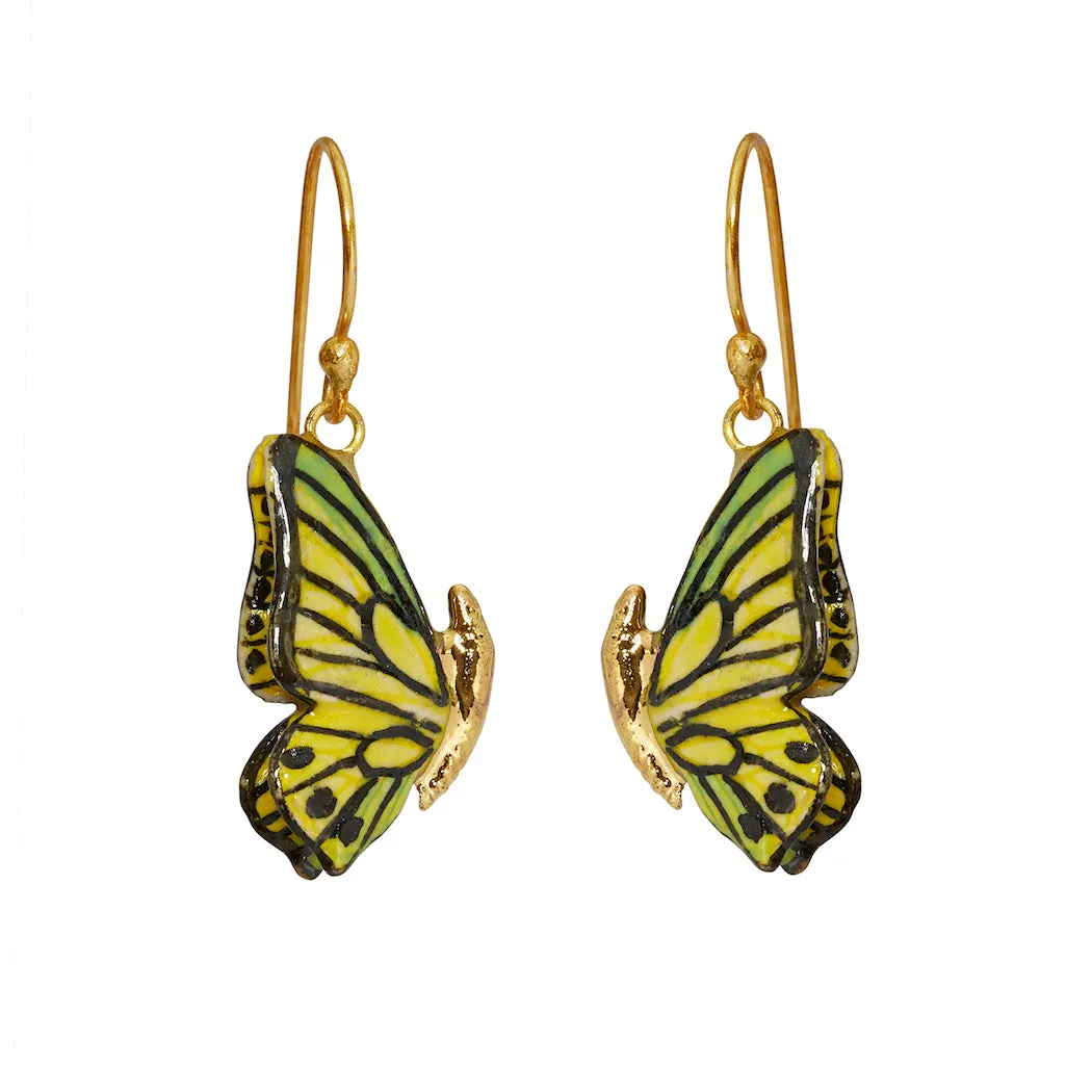 Closed Wing Butterfly Hook Drop Earrings