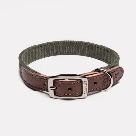 Cloud7: Tivoli Dog Collar in Canvas Leather, Olive