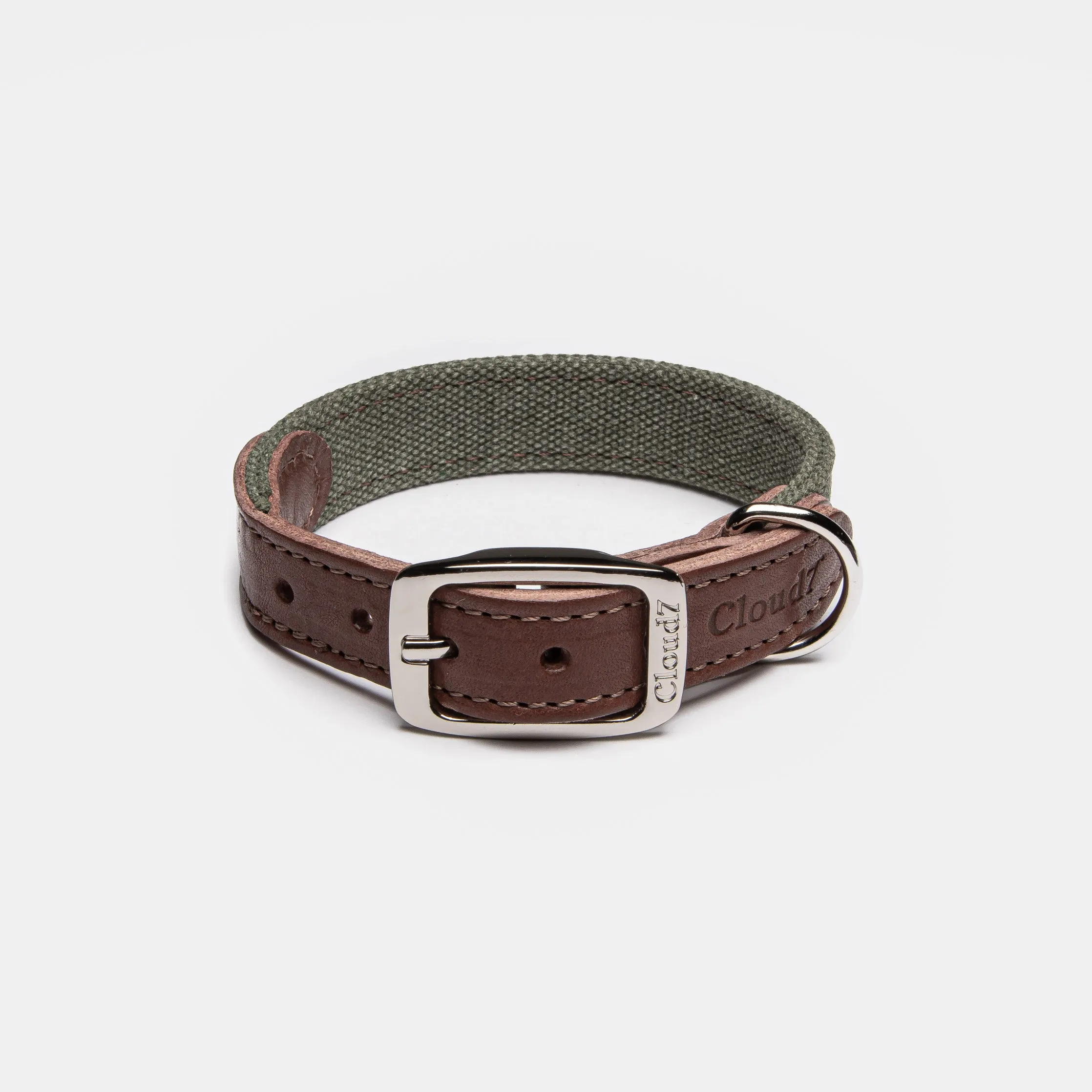 Cloud7: Tivoli Dog Collar in Canvas Leather, Olive