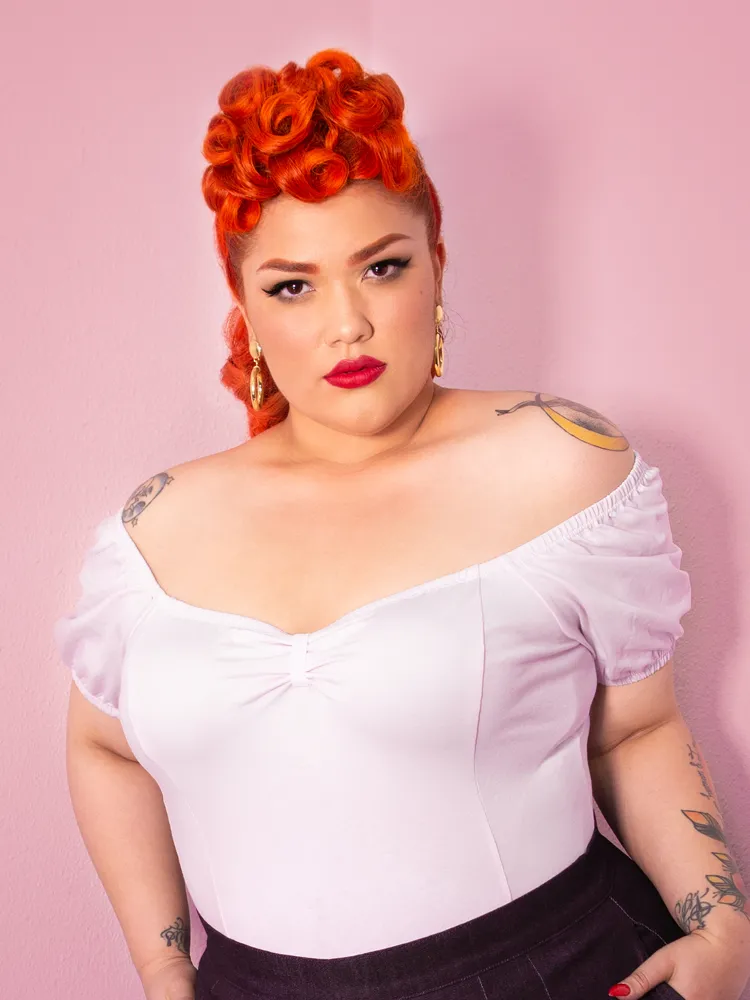 COMING BACK SOON - Powder Puff Top in White - Vixen by Micheline Pitt