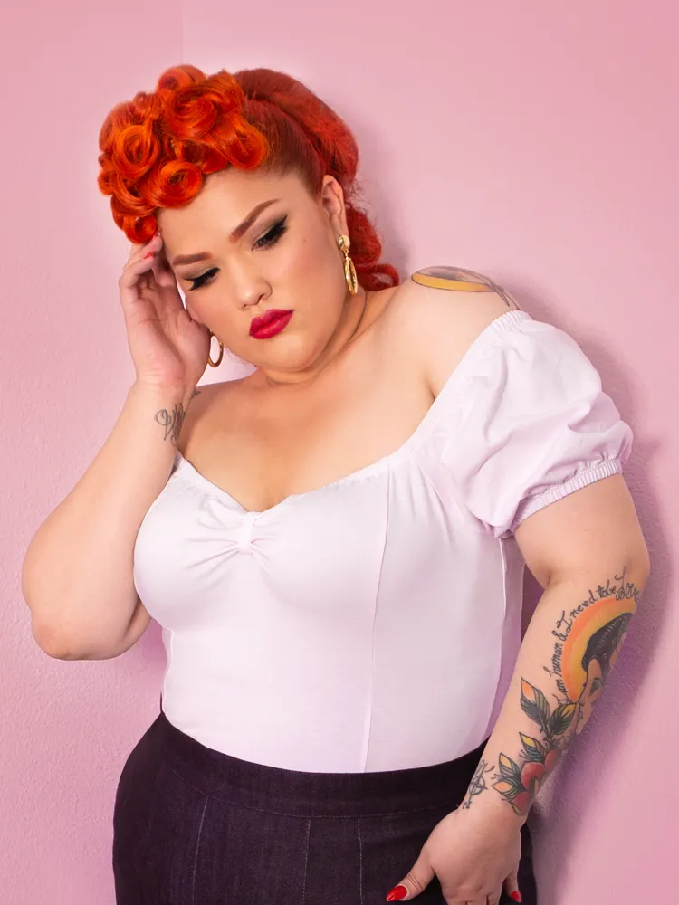 COMING BACK SOON - Powder Puff Top in White - Vixen by Micheline Pitt