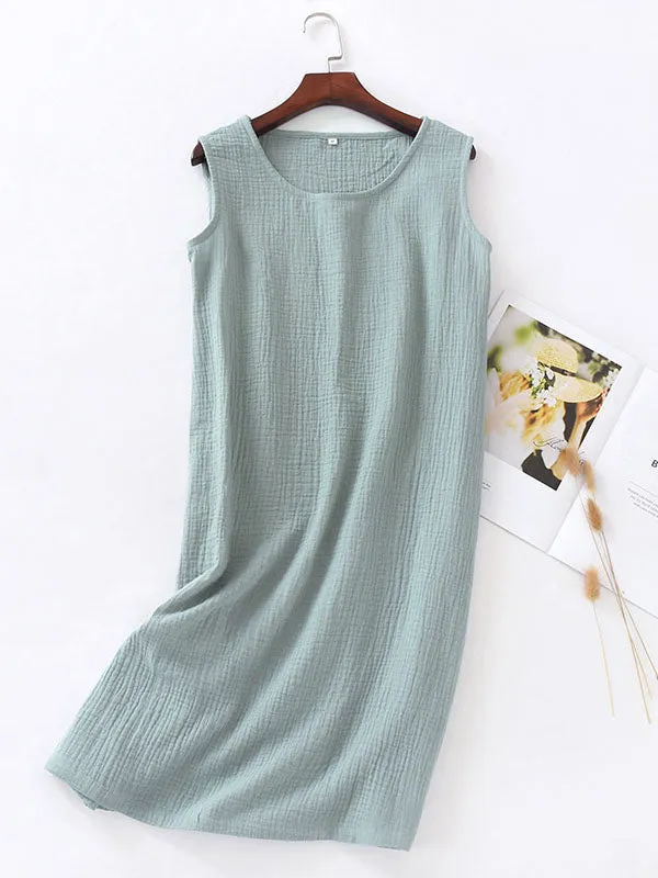 Cotton Tank Solid Midi Nightdress