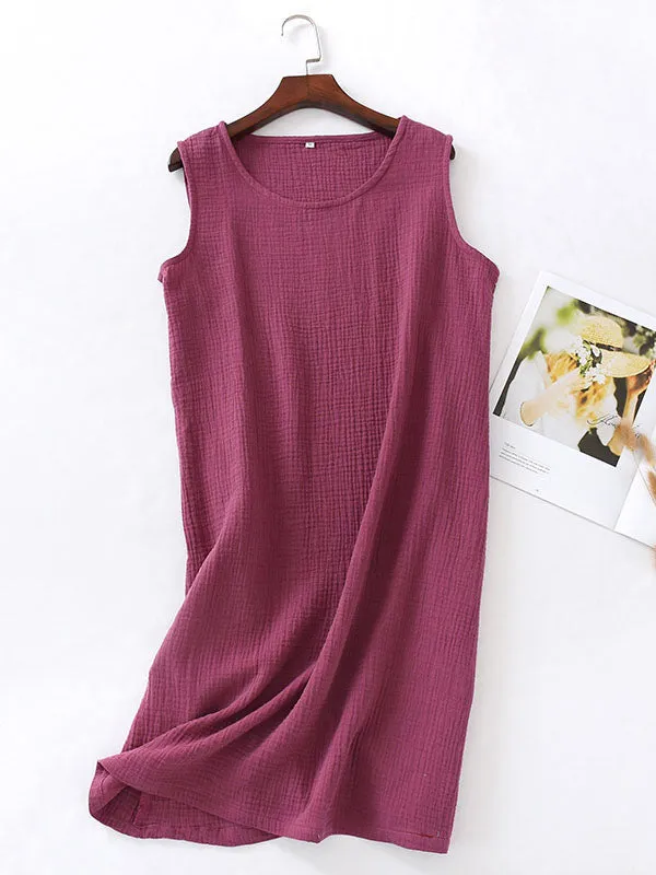 Cotton Tank Solid Midi Nightdress