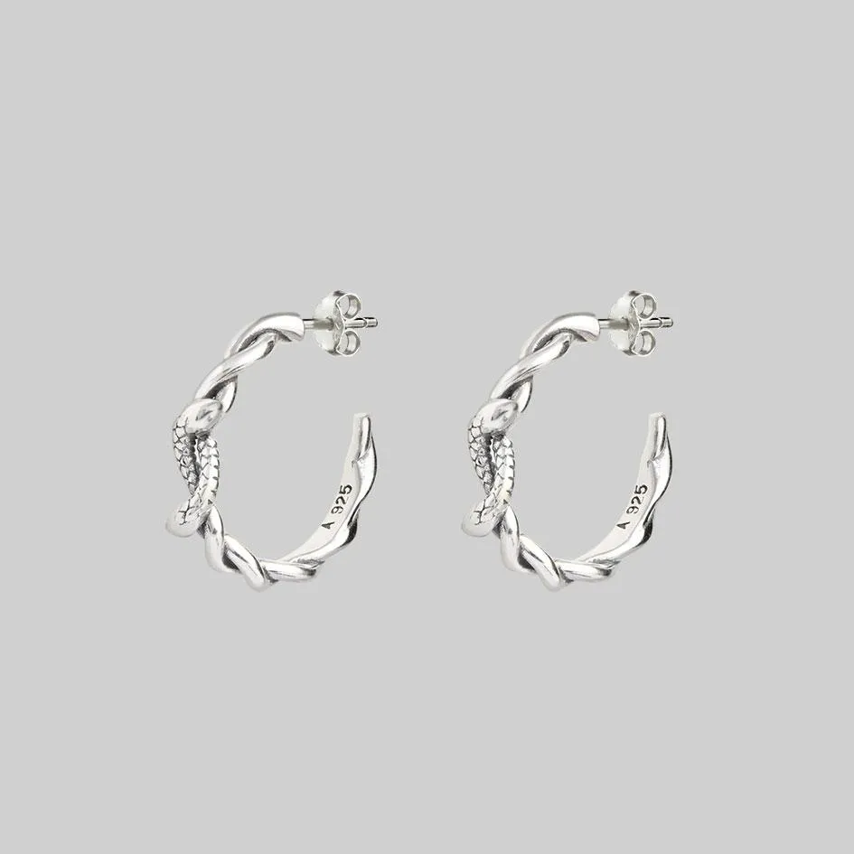 DEVISE. Double Headed Snake Twist Hoop Earrings - Silver