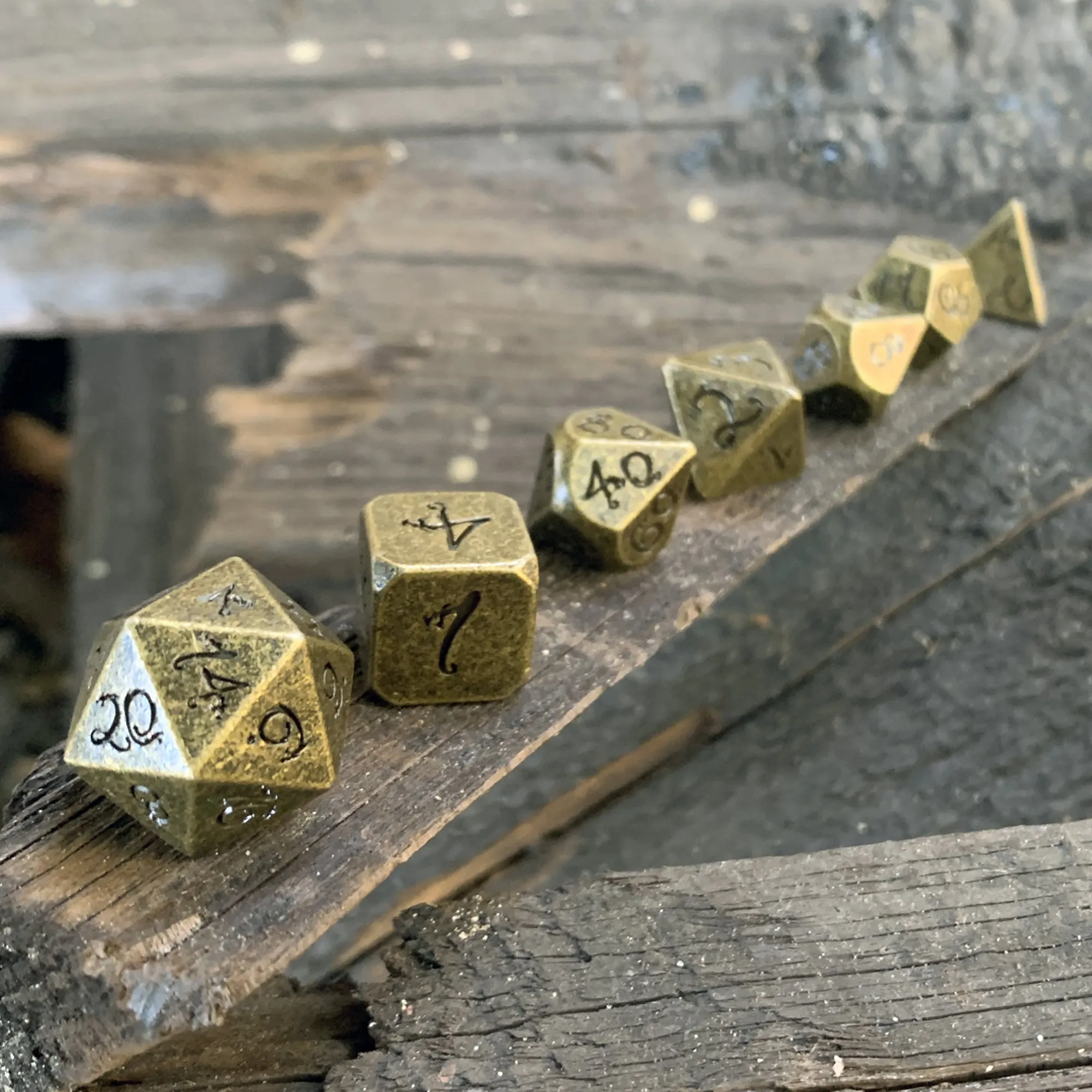 Dwarven Mines Gold Colored Metal 7pc Dice Set