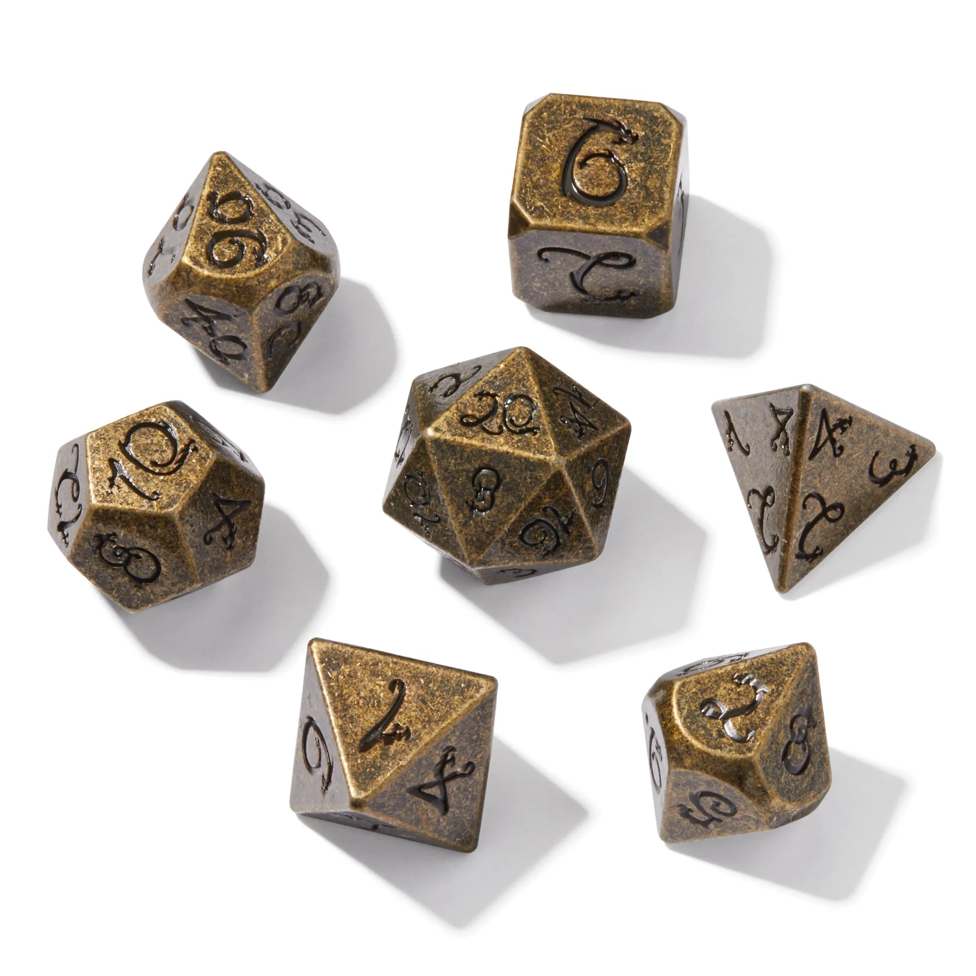 Dwarven Mines Gold Colored Metal 7pc Dice Set