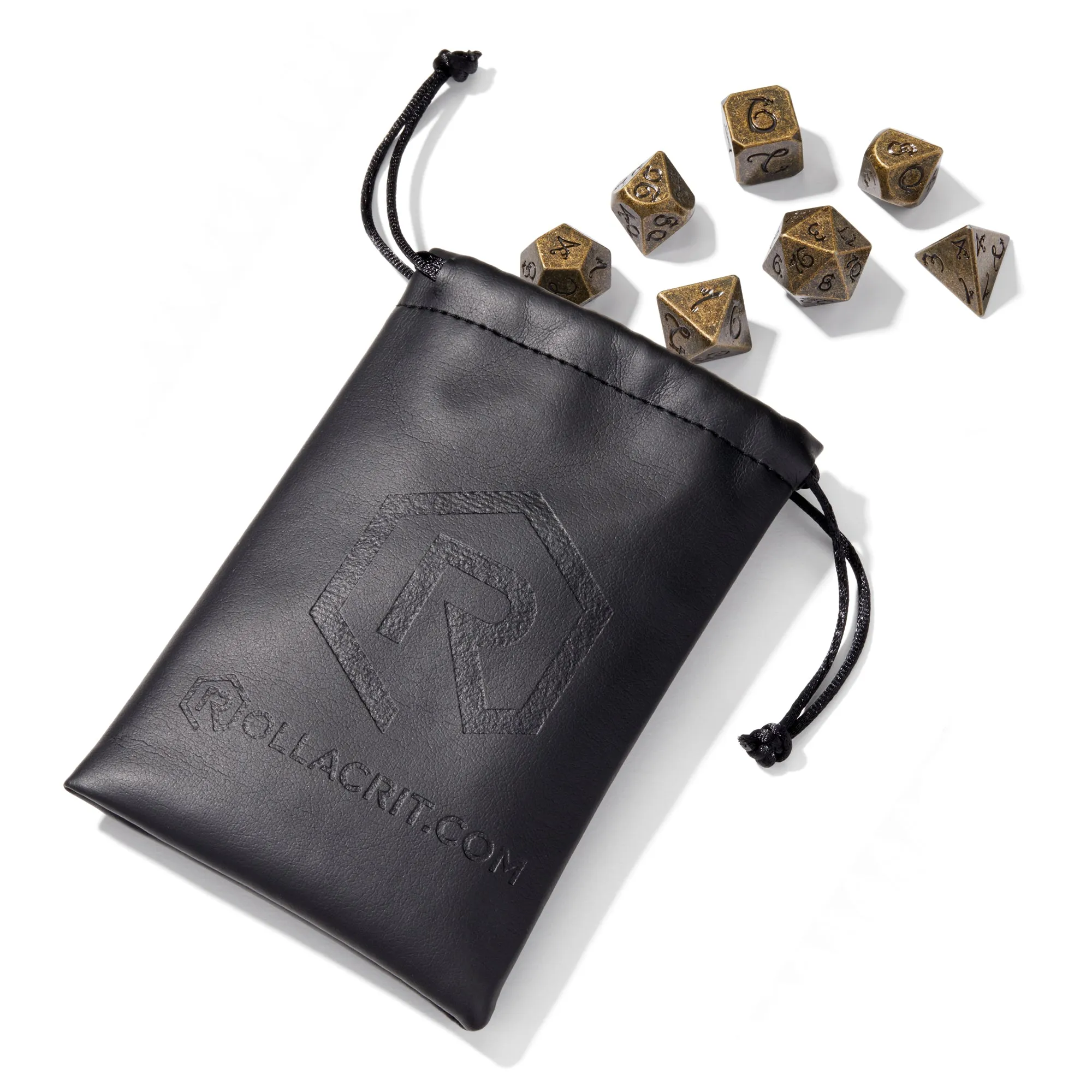 Dwarven Mines Gold Colored Metal 7pc Dice Set