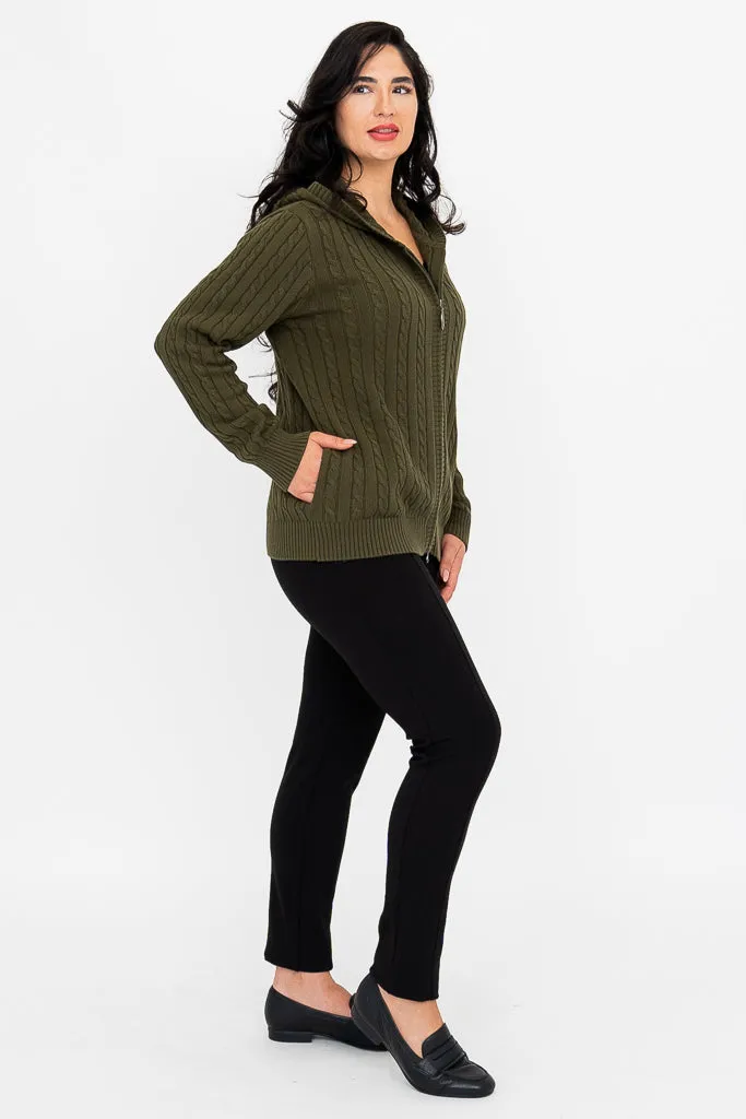 Elsie Sweater, Olive, Cotton