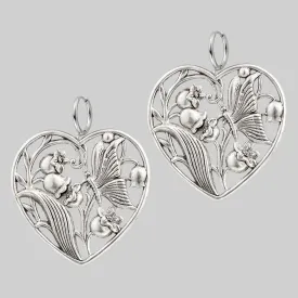 EPHEMERA. Blooming Heart Hoop Earrings - Silver