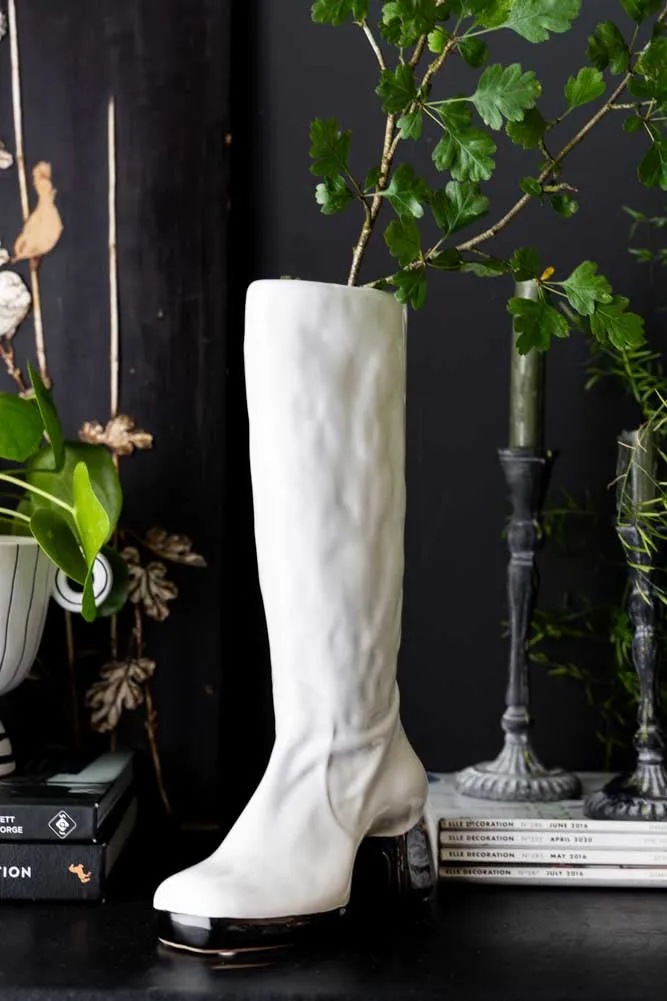 Fabulous White Boot Vase