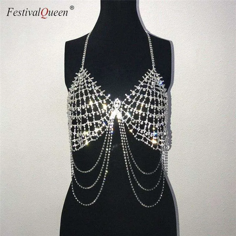 FestivalQueen bling metallic diamant crop top