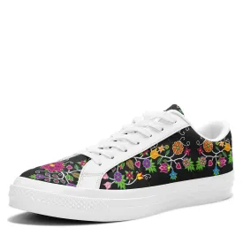 Floral Beadwork - 01 Aapisi Low Top Canvas Shoes White Sole