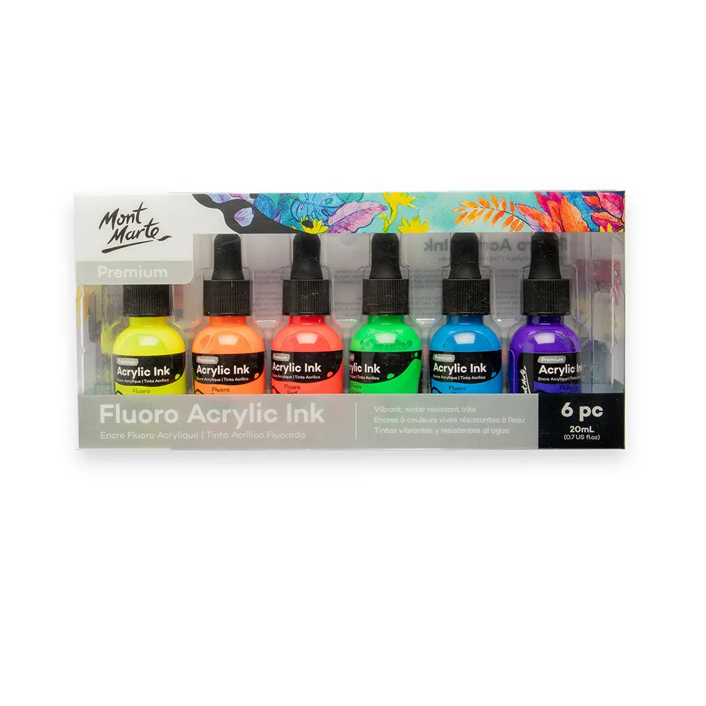 Fluoro Acrylic Ink Premium 6pc x 20ml (0.7 US fl.oz)