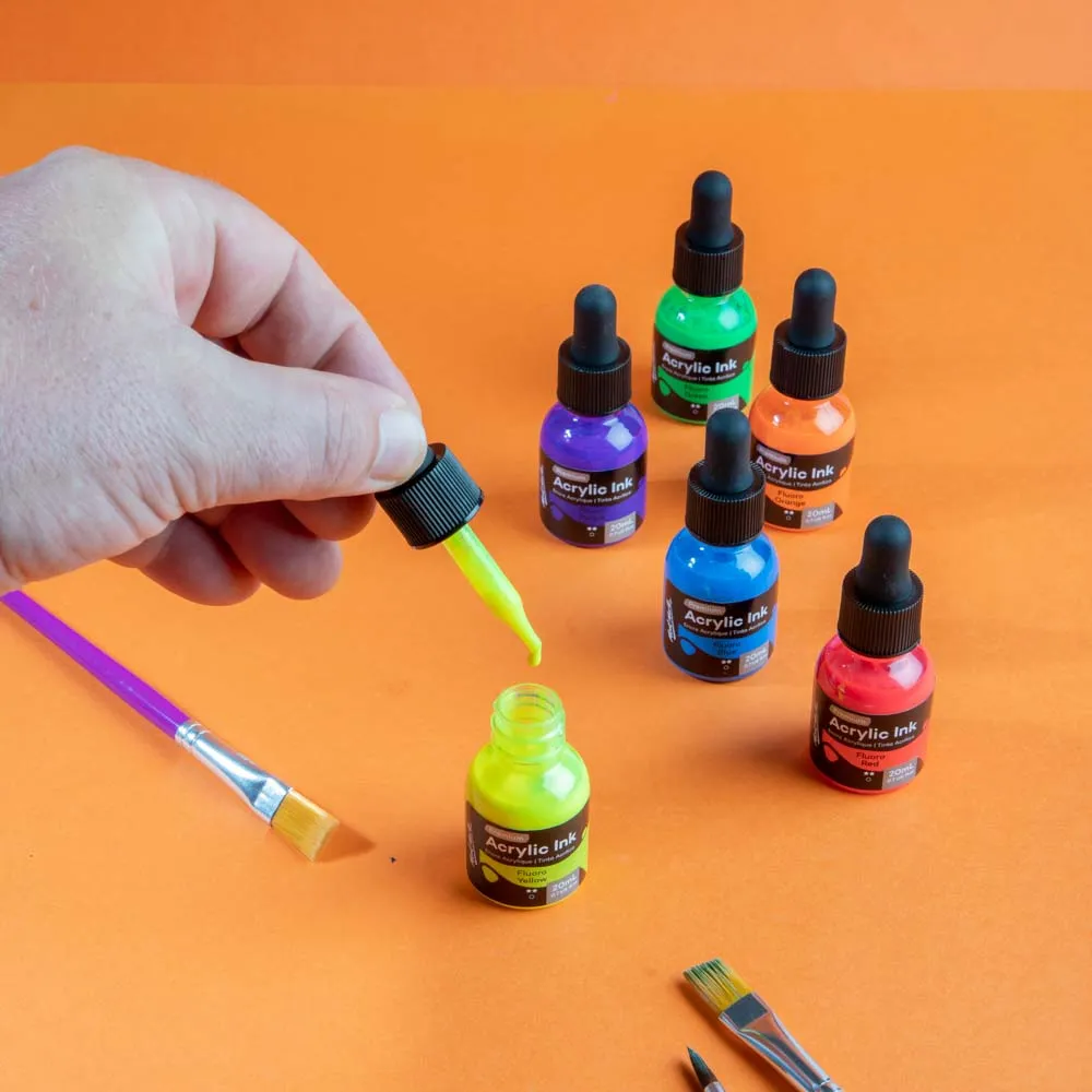 Fluoro Acrylic Ink Premium 6pc x 20ml (0.7 US fl.oz)