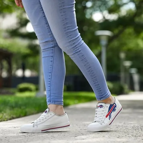 FOCO Buffalo Bills NFL Womens Big Logo Low Top White Canvas Shoes - 8/L