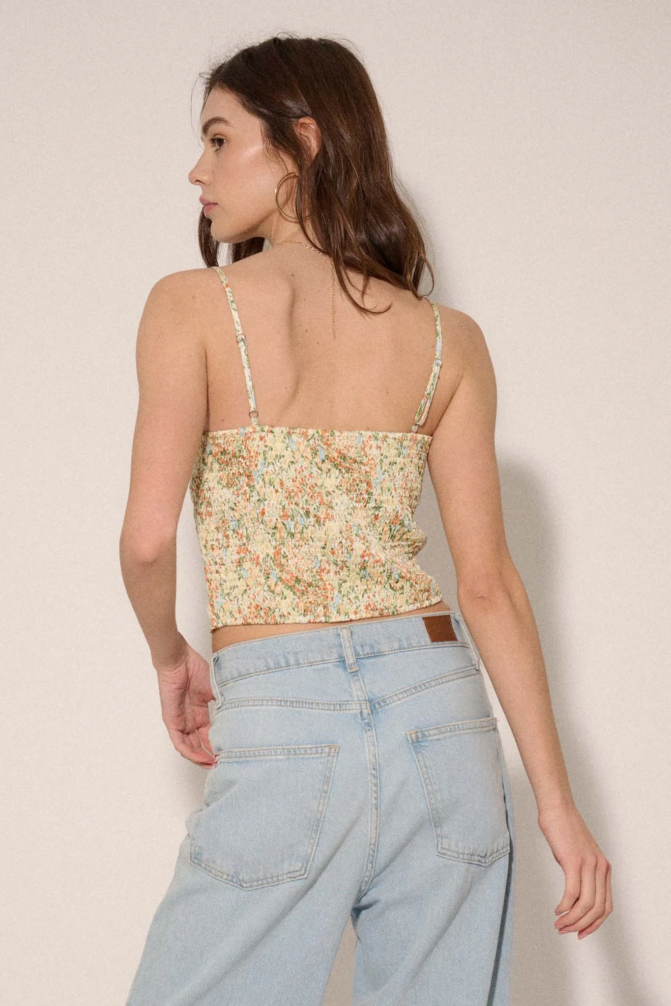 Garden of Love Floral Crepe Button-Front Cami Top