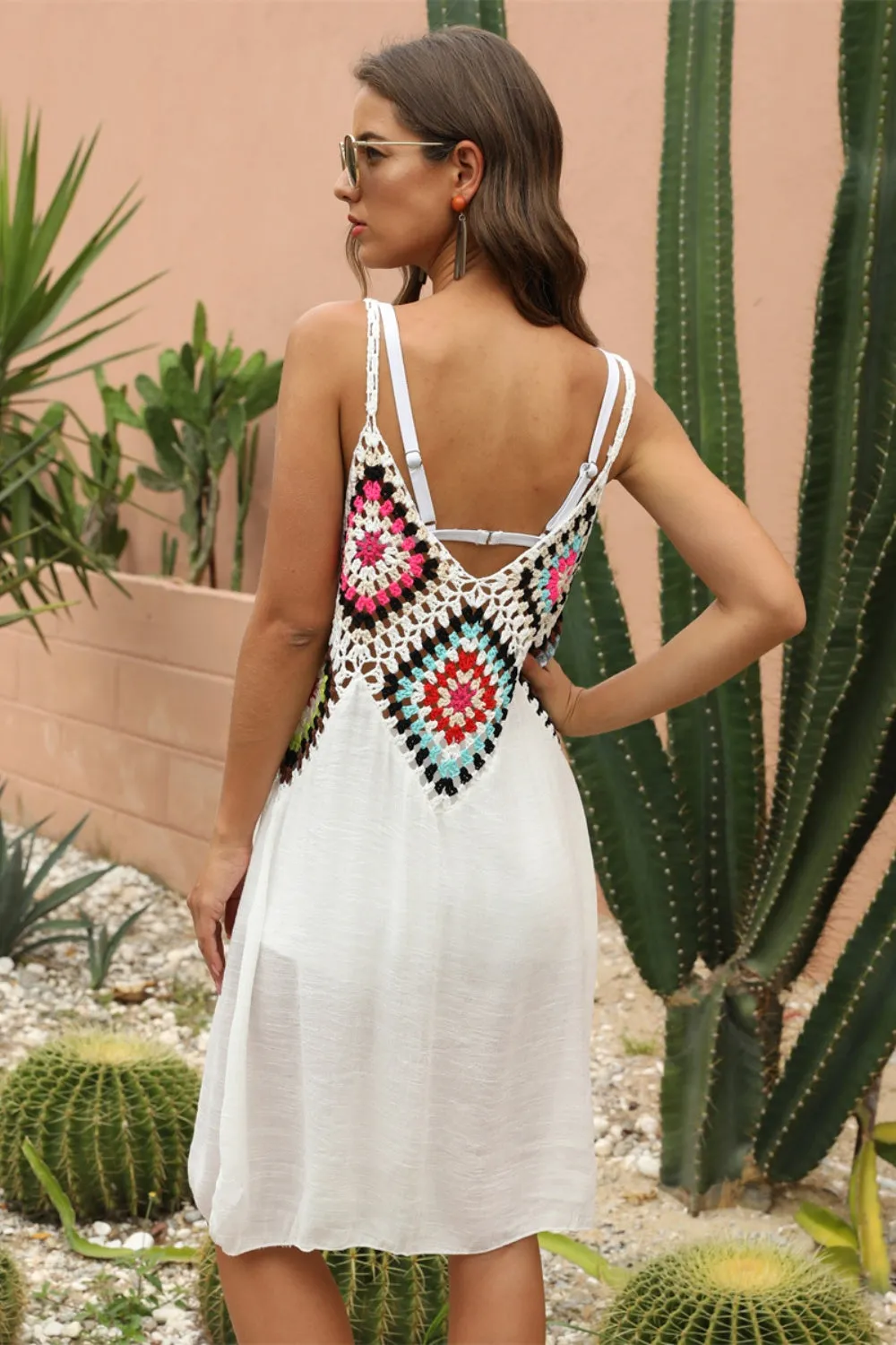 Geometric V-Neck Spaghetti Strap Cover Up Dress