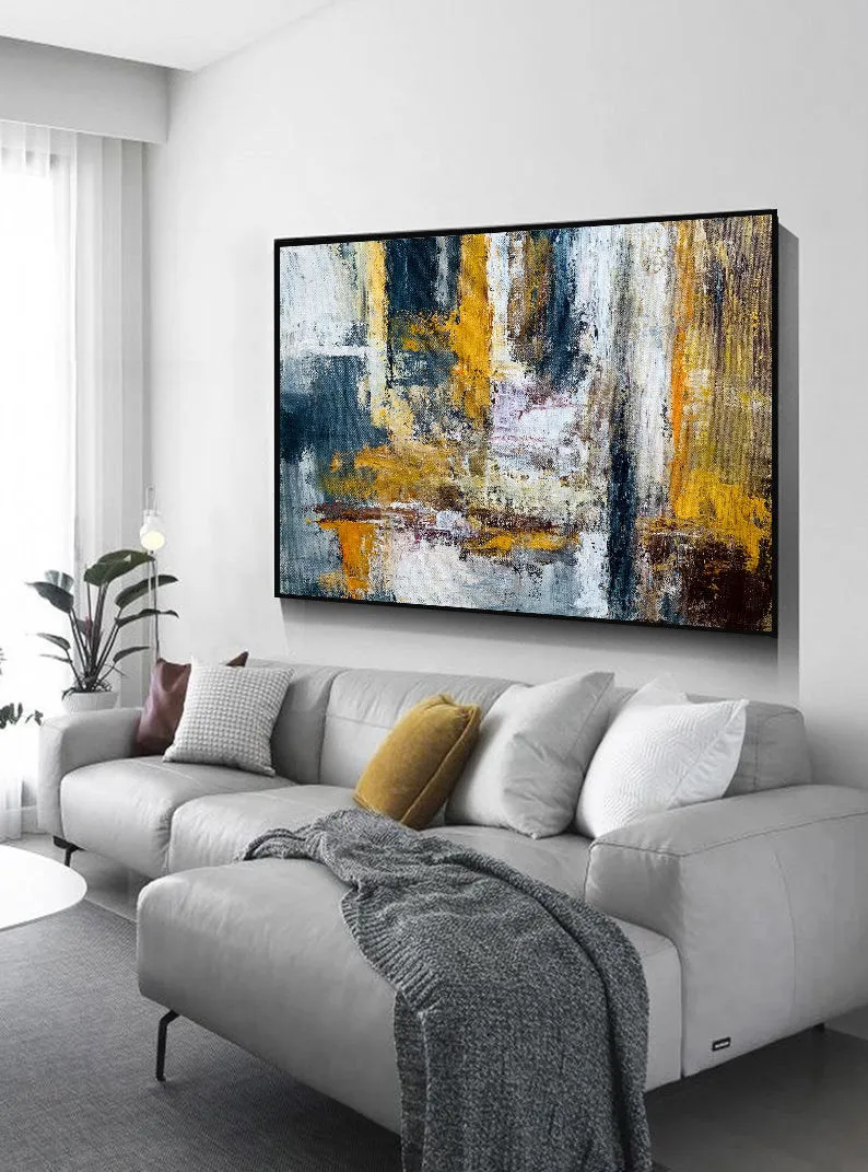 Giant Wall Painting Modern Yellow Brown Abstract Painting Bp040