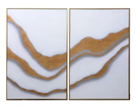 Gold Abyss (set Of 2) - 40" X 60" - Gold Floater Frame