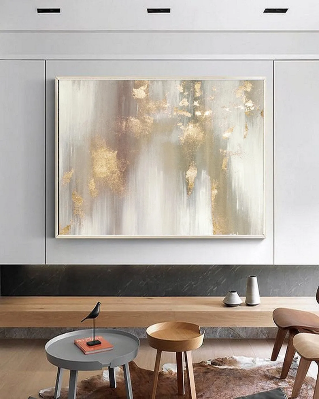 Gold Beige Abstract painting Minimalist Style Acrylic Painting Gp019