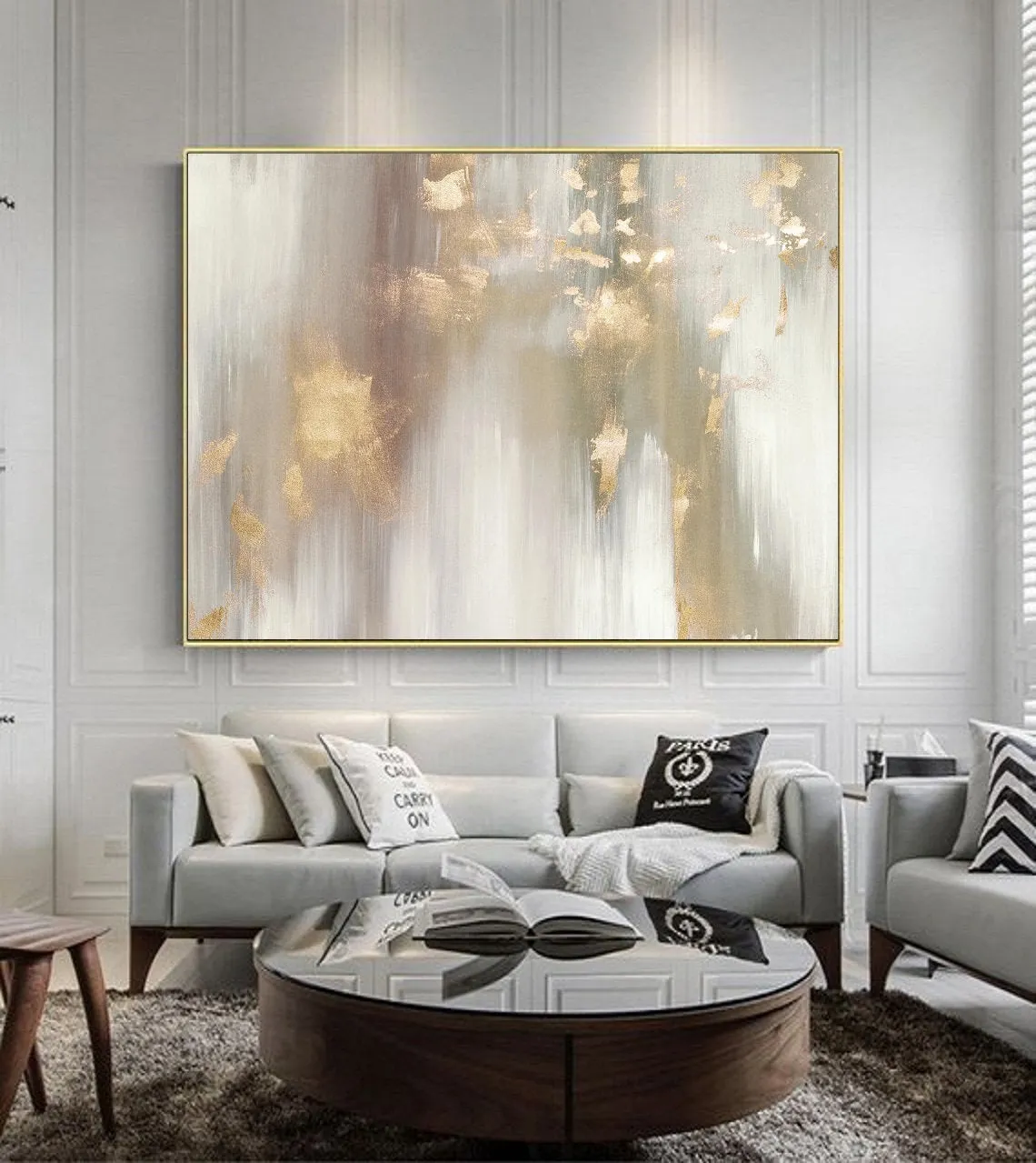 Gold Beige Abstract painting Minimalist Style Acrylic Painting Gp019