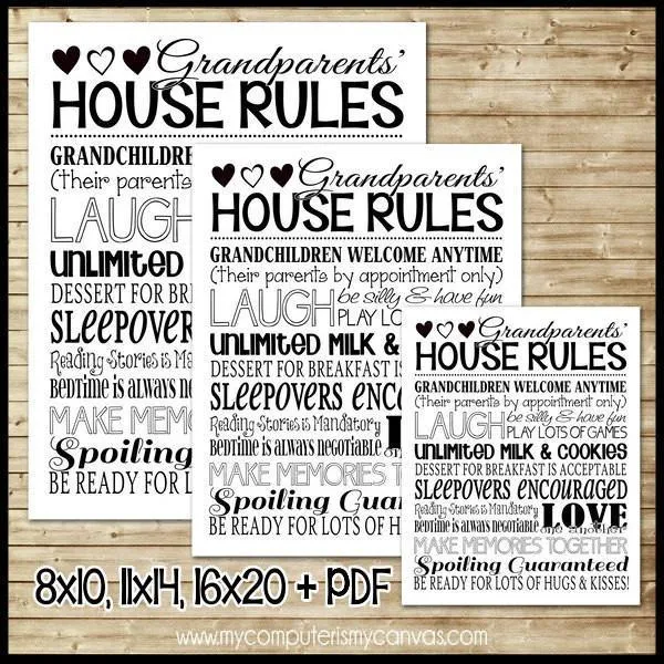 Grandparents House Rules Subway Art PRINTABLE