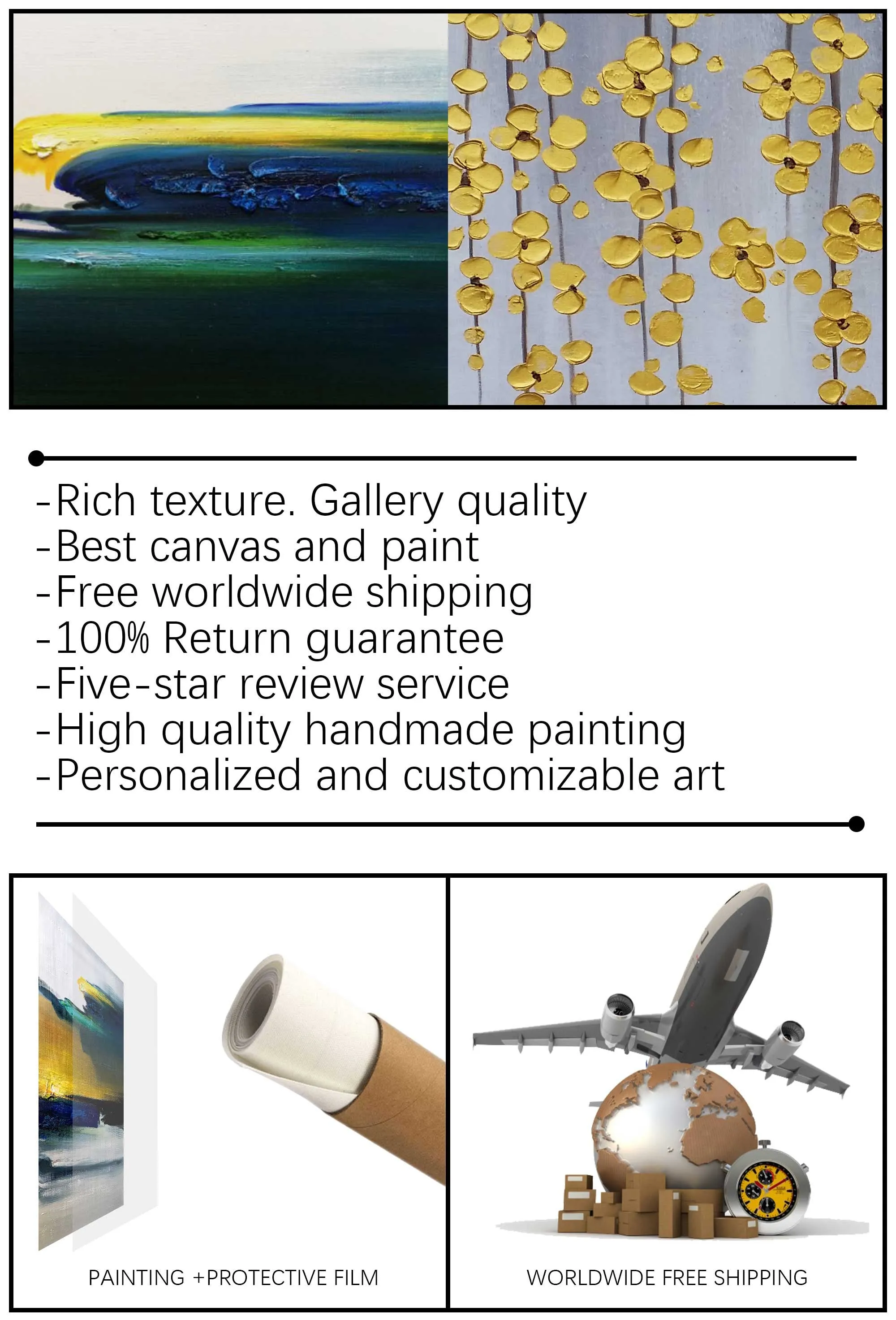 Grey And Gold Art White Painting Modern Wall Art Original Artwork Bedroom Decor Dp040