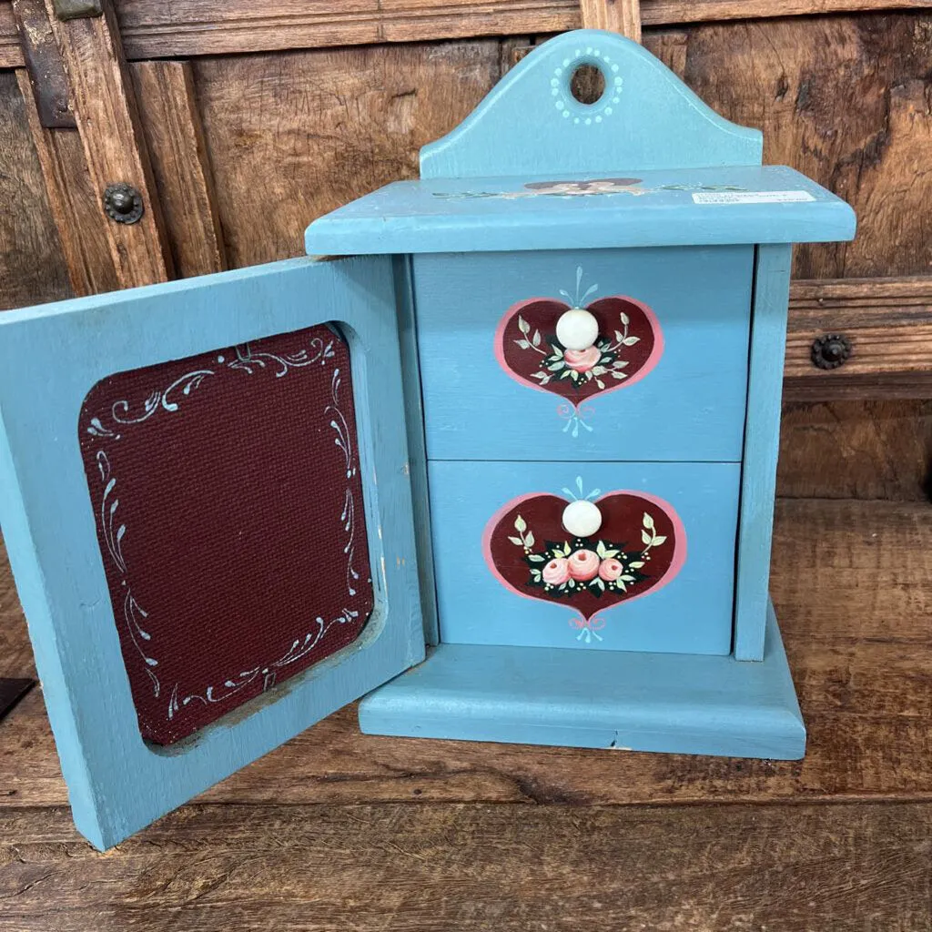 HAND PAINTED JEWELRY BOX WITH 2 DRAWERS