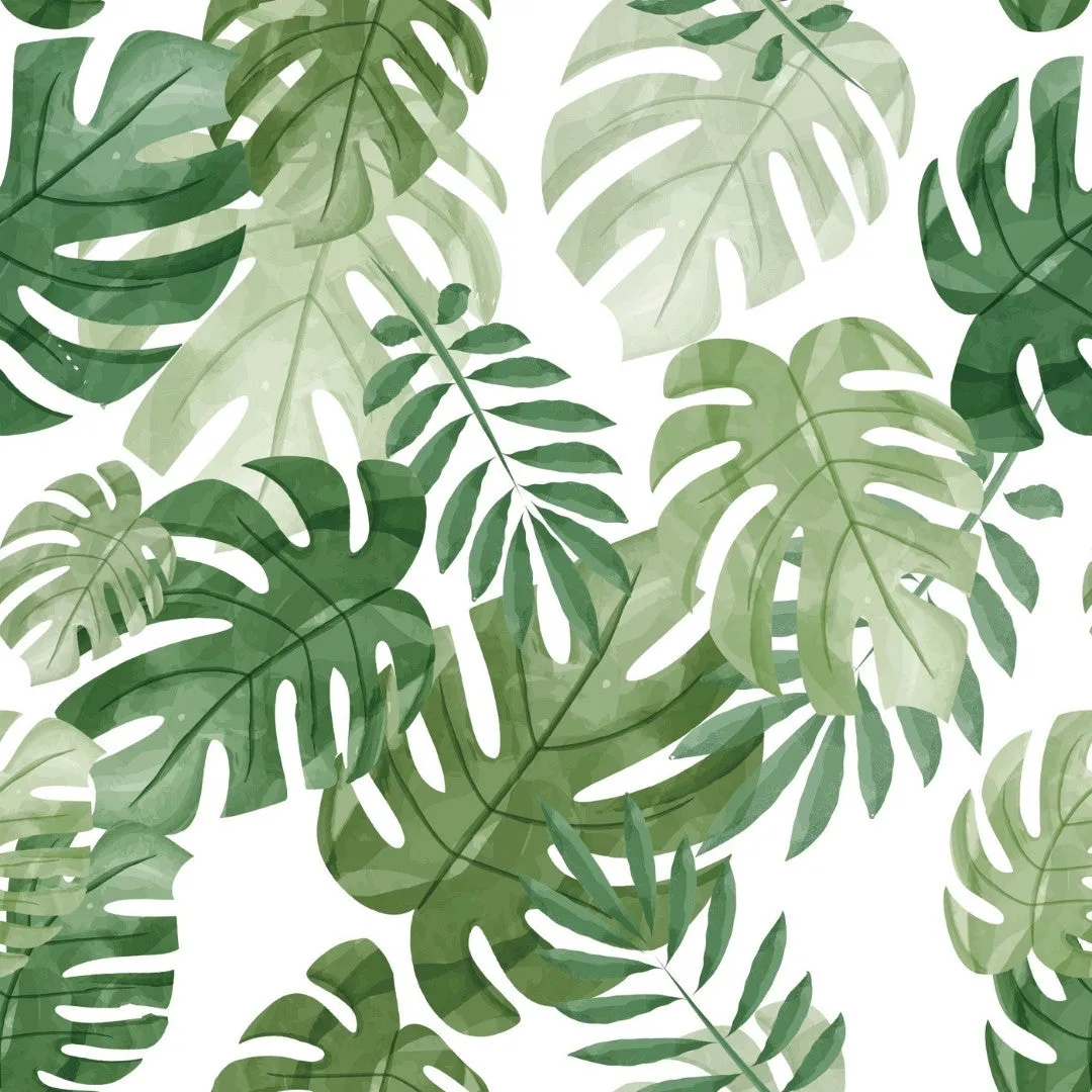 Hand Painted Look Tropical Leaves Wallpaper for Rooms