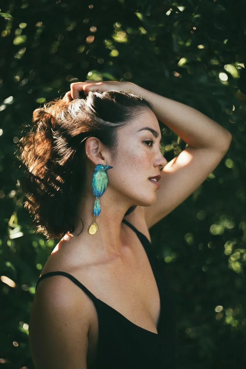 Hand-painted Motmot Earrings