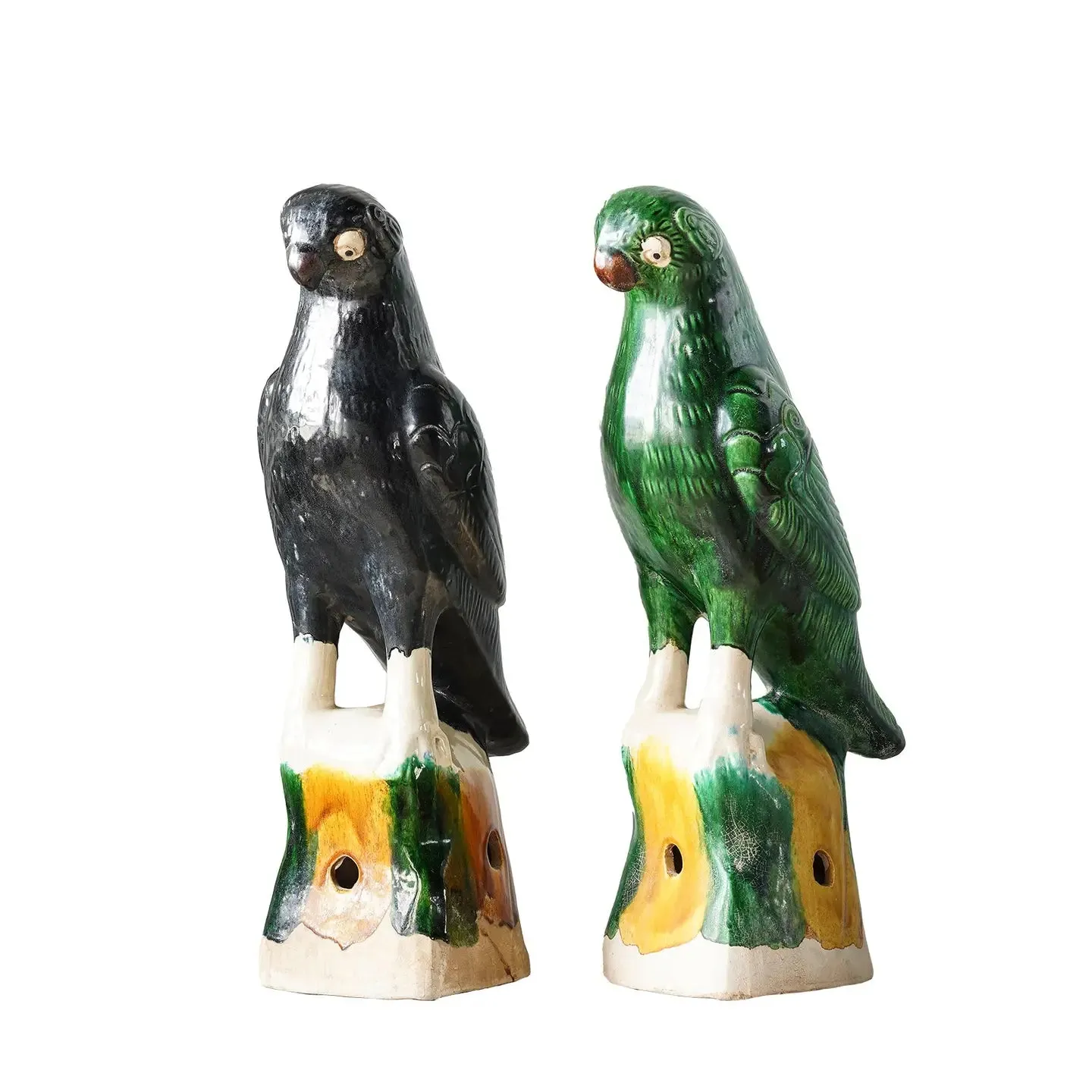 Hand-Painted Porcelain Bird, Pair