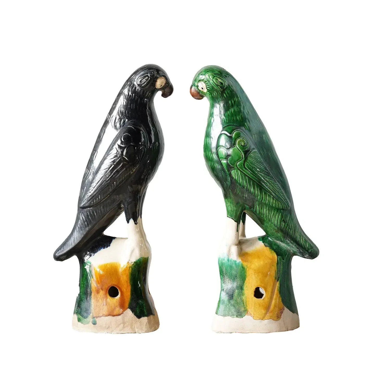 Hand-Painted Porcelain Bird, Pair