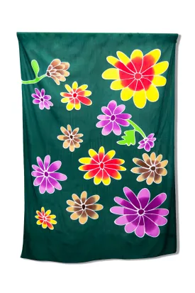 Hand Painted Sarong, Green Ditsy